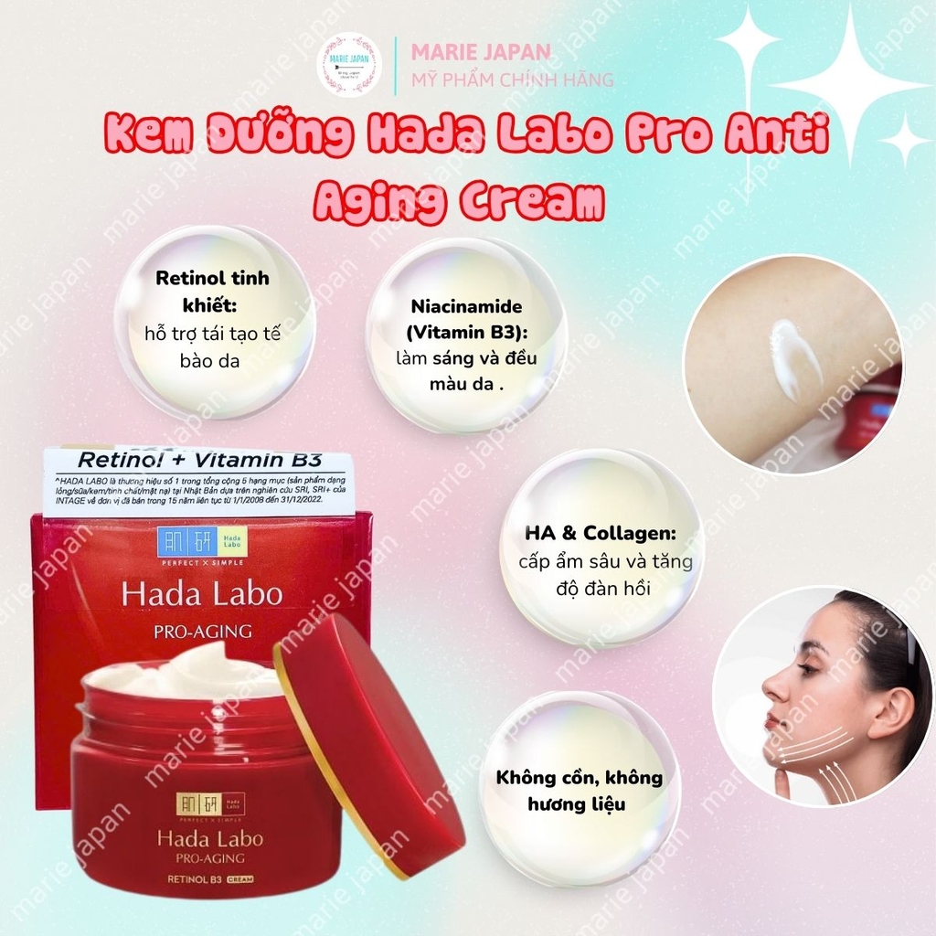 Kem Dưỡng Hada Labo Pro Anti Aging Cream Chống Lão Hóa Ngăn Ngừa Thâm Nám Săn Chắc Da Nhật Bản Hộp 50g