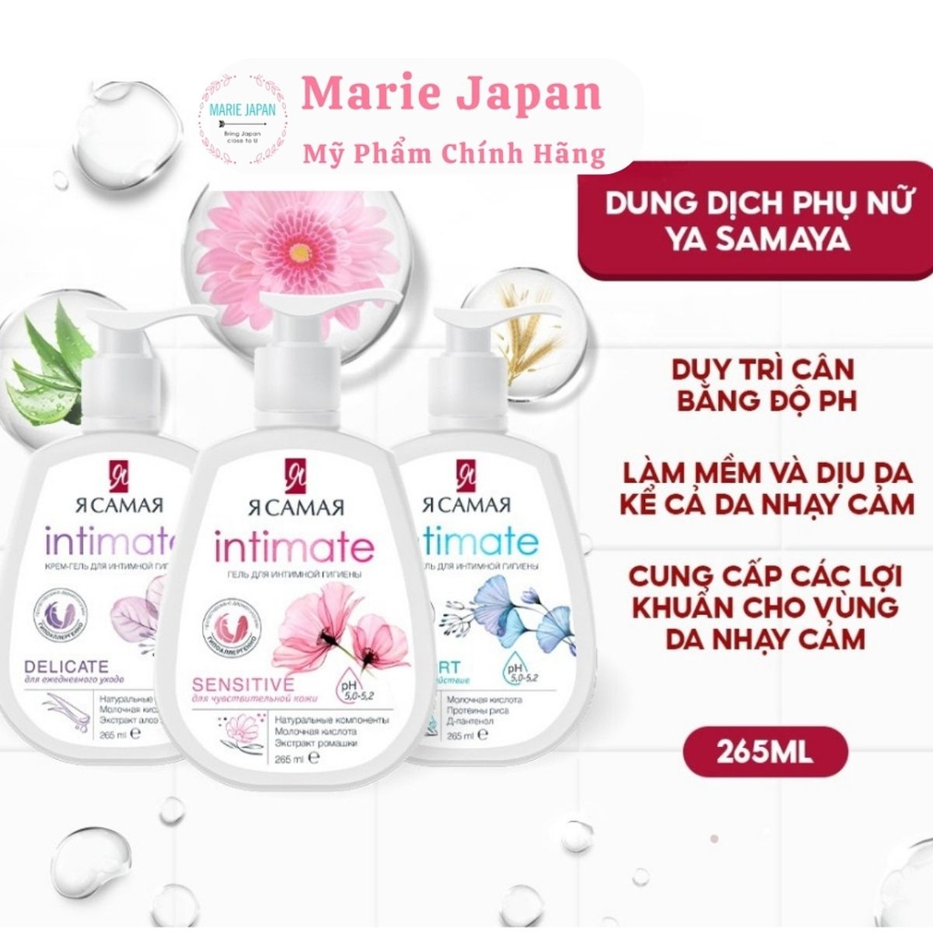 Dung Dịch Vệ Sinh Ya Samaya Intimate Làm Sạch Dịu Nhẹ Cân Bằng pH Dưỡng Ẩm Hiệu Quả 265ML Nga