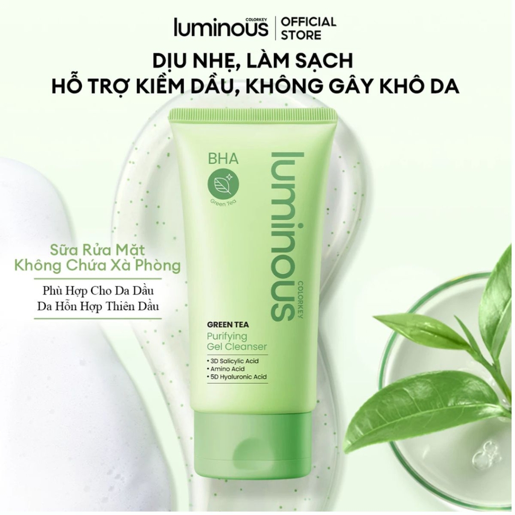 Sữa Rửa Mặt Colorkey Luminous Sạch Sâu Giữ Ẩm Mềm Mịn Sáng Da Clay Gel Cleanser 100g - TẶNG 1 MÚT RỬA MẶT COCLORKEY