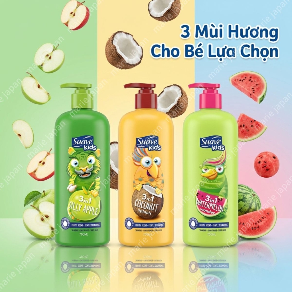 Sữa Tắm Gội Suave Kids 3in1 Dịu Nhẹ Ẩm Mịn Thơm Mát Tự Nhiên Body Wash & Shampoo Thái Lan 700ml