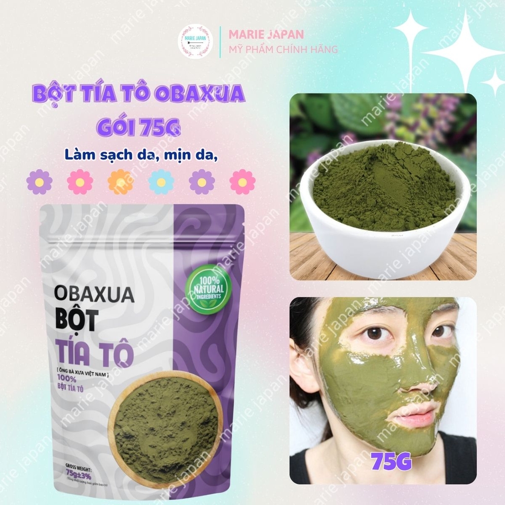 Bột Tía Tô Đắp Mặt Nạ Obaxua Sáng Da Giảm Thâm Mụn Da Khỏe Tự Nhiên Gói 75g