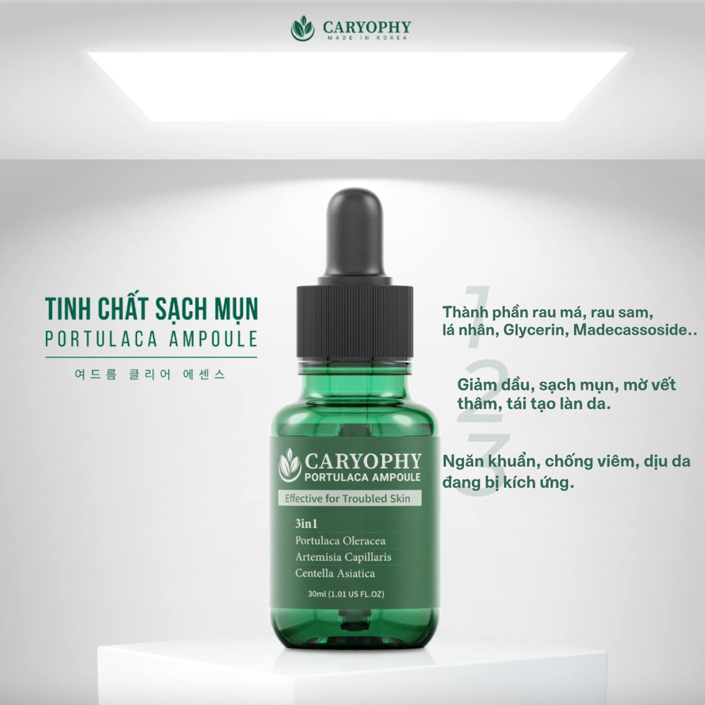 Serum Caryophy Portulaca Ampoule Giảm Mụn Mờ Thâm Se Khít Lỗ Chân Lông Hàn Quốc 30ml
