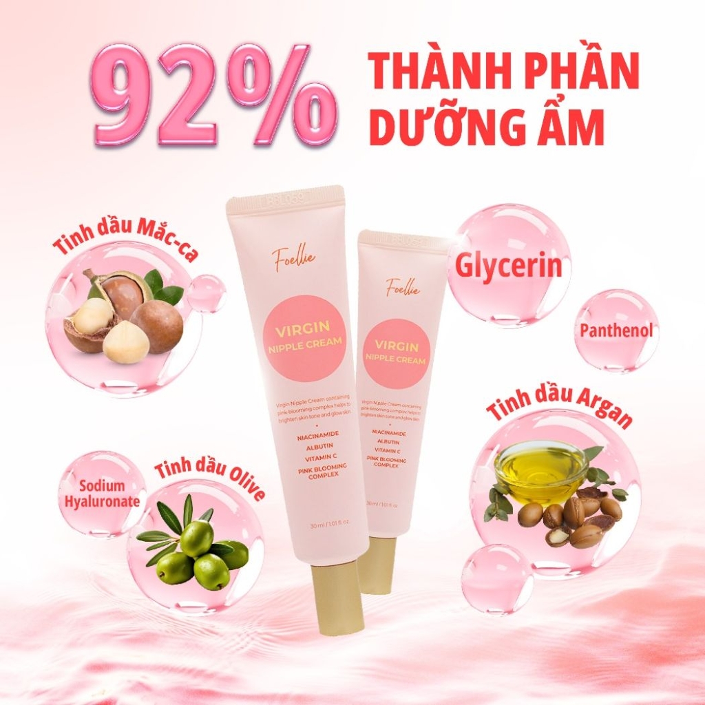Kem Làm Hồng Nhũ Hoa Foellie Virgin Nipple Cream Hàn Quốc 30ml