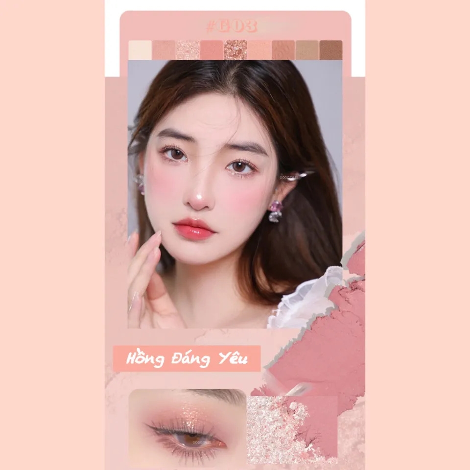 Bảng Phấn Mắt 9 Ô GOGO TALES Nhũ Lì Mịn Bền Màu Follow Your Heart Pocket GT479
