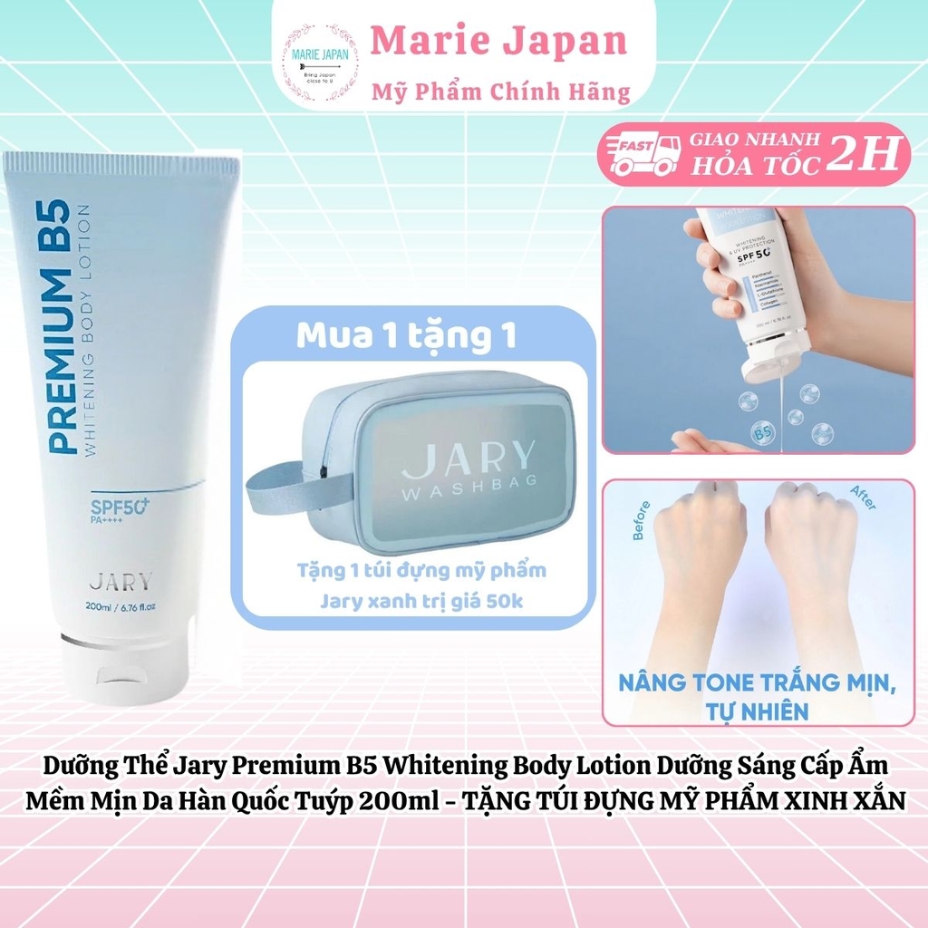Dưỡng Thể Jary Premium B5 Whitening Body Lotion Dưỡng Sáng Cấp Ẩm Mềm Mịn Da Hàn Quốc Tuýp 200ml