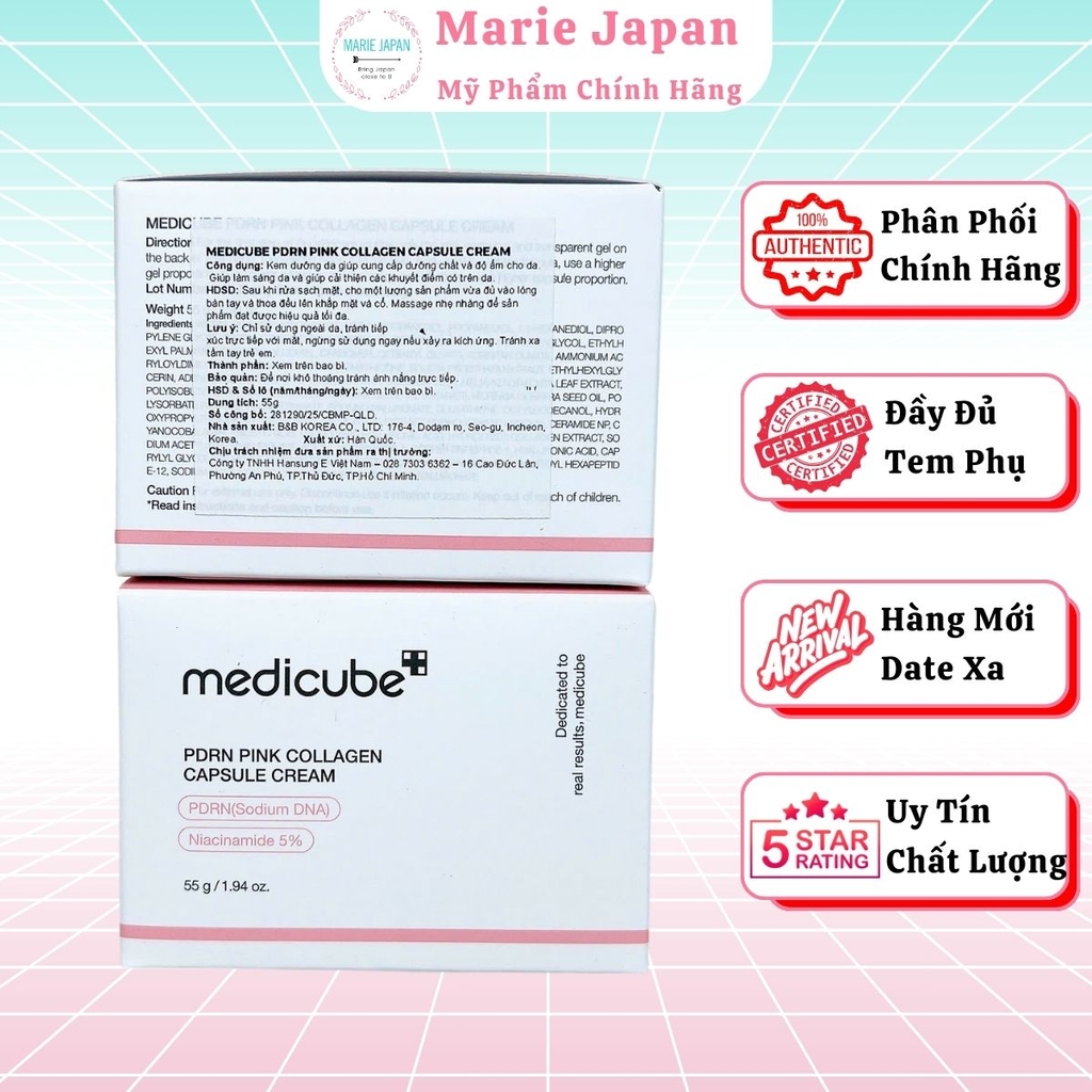 Kem Dưỡng Dạng Viên Nang Medicube Deep Pink Capsule Cream Dưỡng Sáng Mờ Thâm Phục Hồi Da Hộp 55g