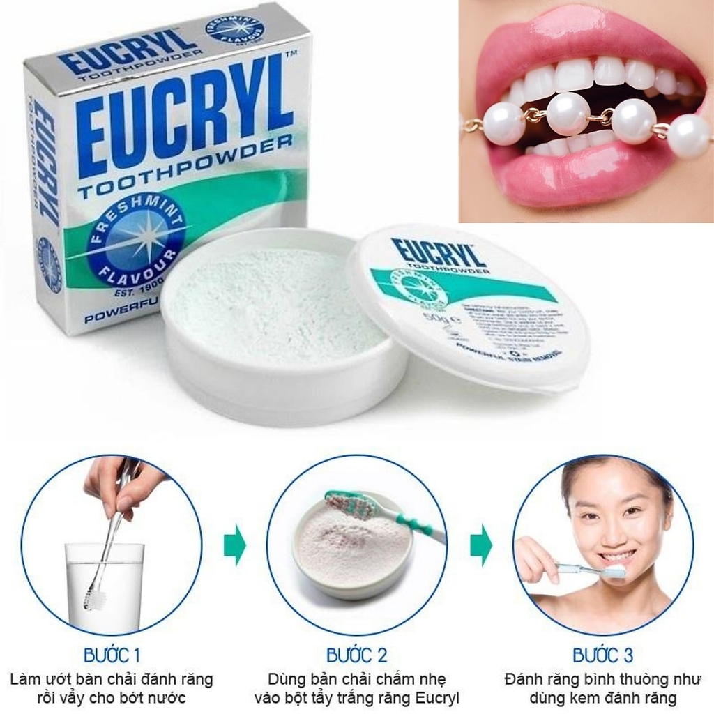 Bột Tẩy Trắng Răng Eucryl Toothpowder Powerful Stain Removal Hộp 50g