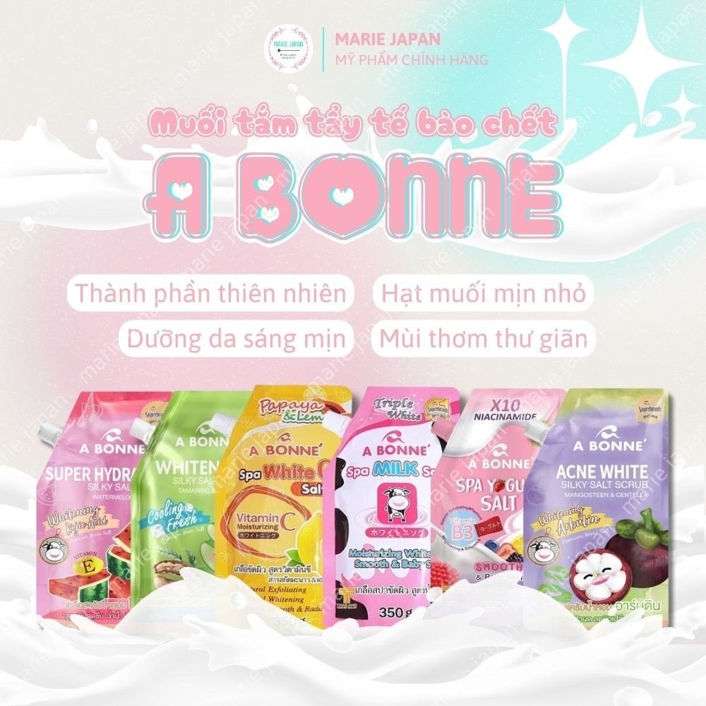 Muối Tắm Sữa Bò A Bonne Tẩy Tế Bào Chết Trắng Da Spa Milk Salt Túi 350gr
