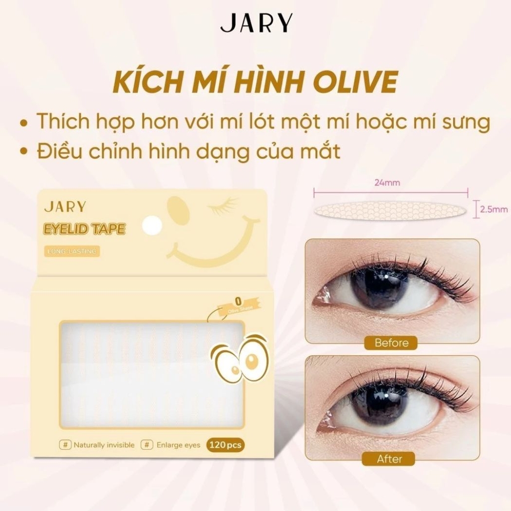 Miếng Dán Kích Mí JARY Eyelid Tape Tàng Hình Hack Mí Siêu Đẹp Chống Nước 120 Miếng
