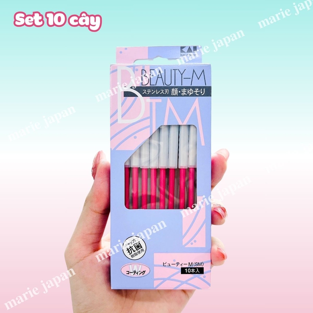 Dao Cạo Lông Mặt Kai S Select Beauty M 742 Thép Không Gỉ Tiện Lợi An Toàn Nhật Bản Set 5 Cây