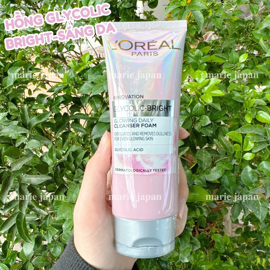 Sữa Rửa Mặt L'Oreal Paris Revitalift Hyaluronic Acid /Glycolic-Bright Glowing Daily Cleanser Foam Làm Sạch Sâu Cấp Ẩm Sáng Da Pháp - Tuýp 100ml
