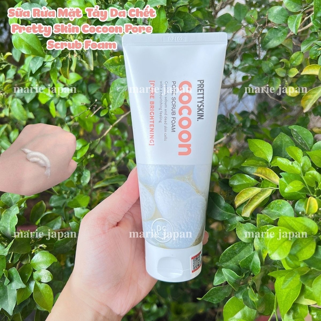 Sữa Rửa Mặt Kén Tằm Tẩy Da Chết Pretty Skin Cocoon Pore Scrub Foam Sạch Sâu Se Khít Lỗ Chân Lông Hàn Quốc - Tuýp 150ml