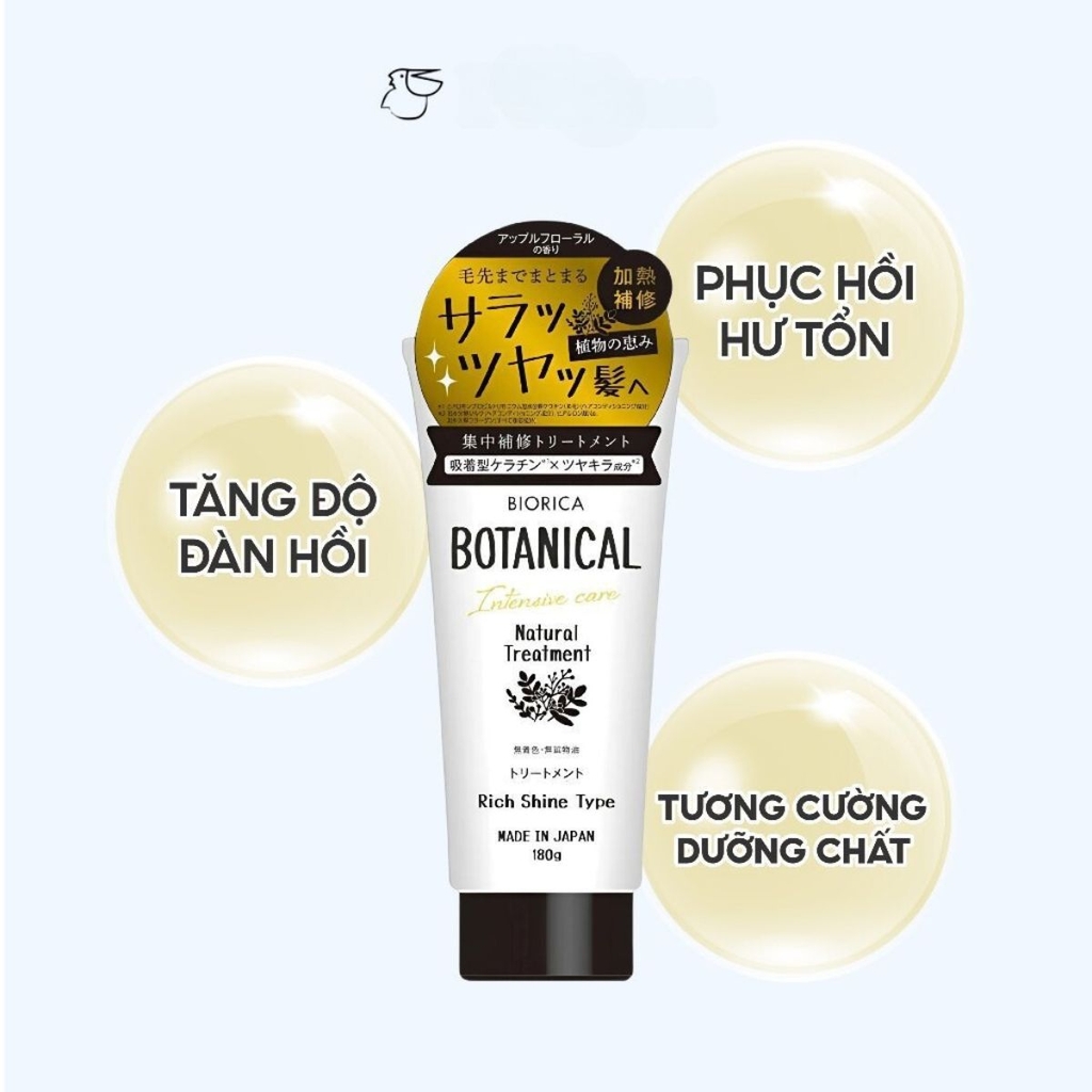 Kem Ủ Tóc Botanical Giảm Gãy Rụng Suôn Mượt Tóc Natural Treatment Honey Hair Treatment Nhật Bản 180g