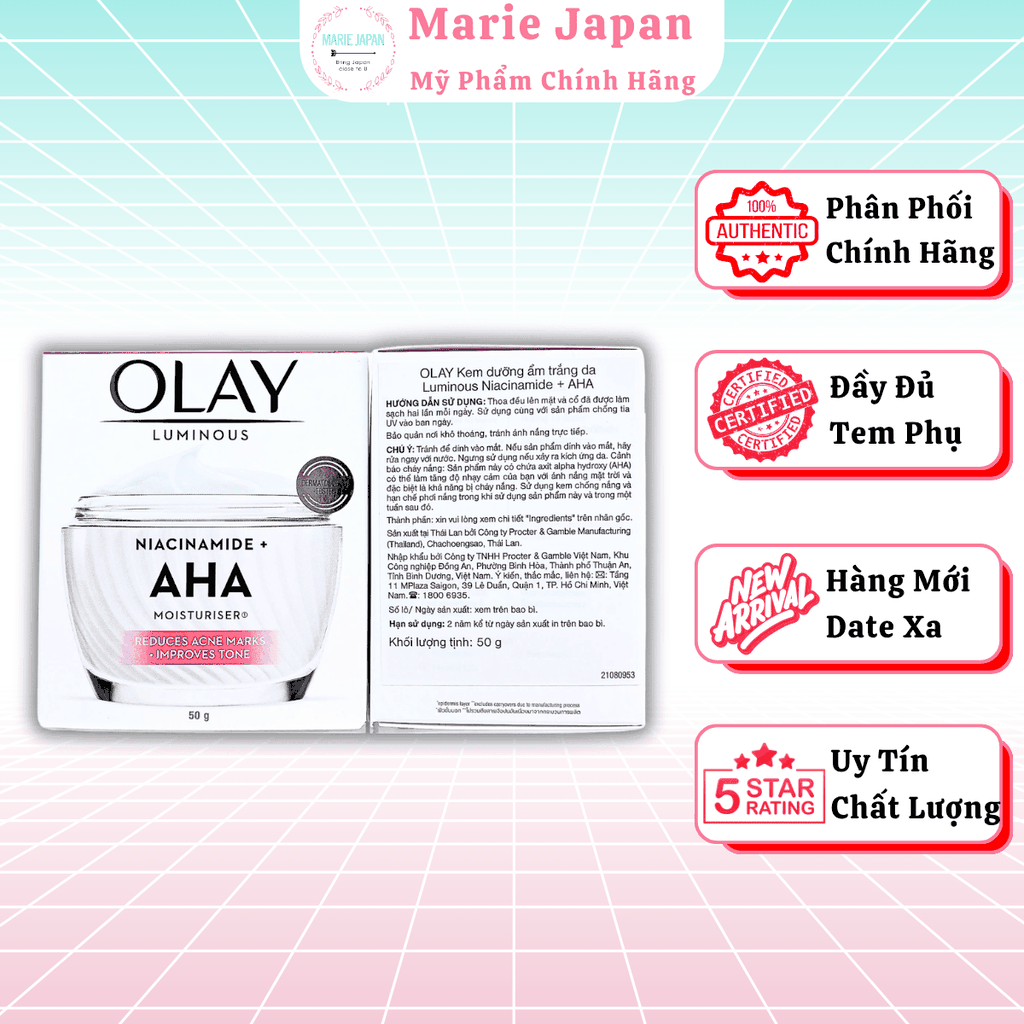Kem Dưỡng Da Olay Luminous Dưỡng Trắng Mờ Thâm Nám Sáng Khỏe Thái Lan Hộp 50g