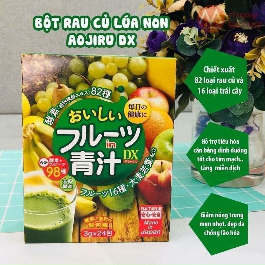 Bột Rau Củ Trái Cây Aojiru DX Tổng Hợp 98 Loại Bổ Sung Vitamin Dưỡng Chất Nhật Bản Hộp 24 Gói