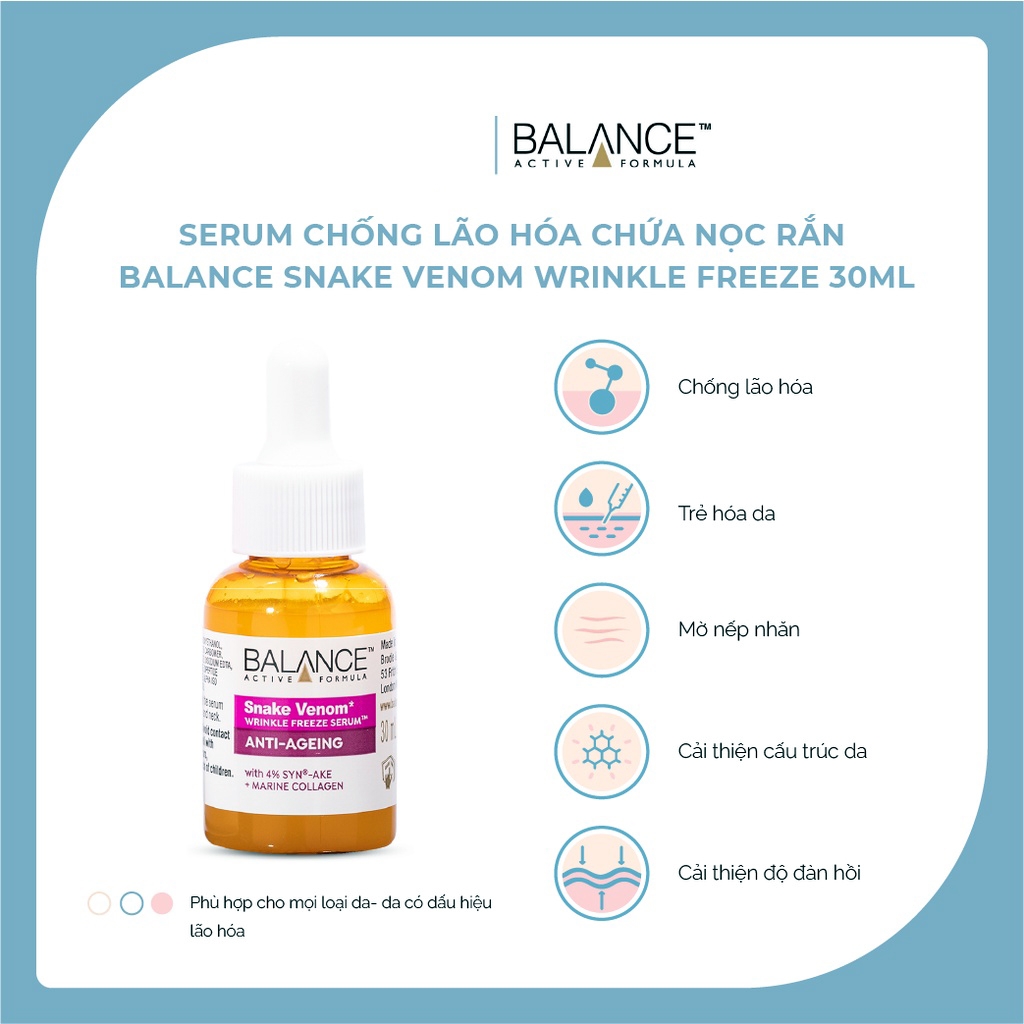 Serum Chống Lão Hoá Nọc Rắn Balance Formula Snake Venom Wrinkle Freeze 30ml