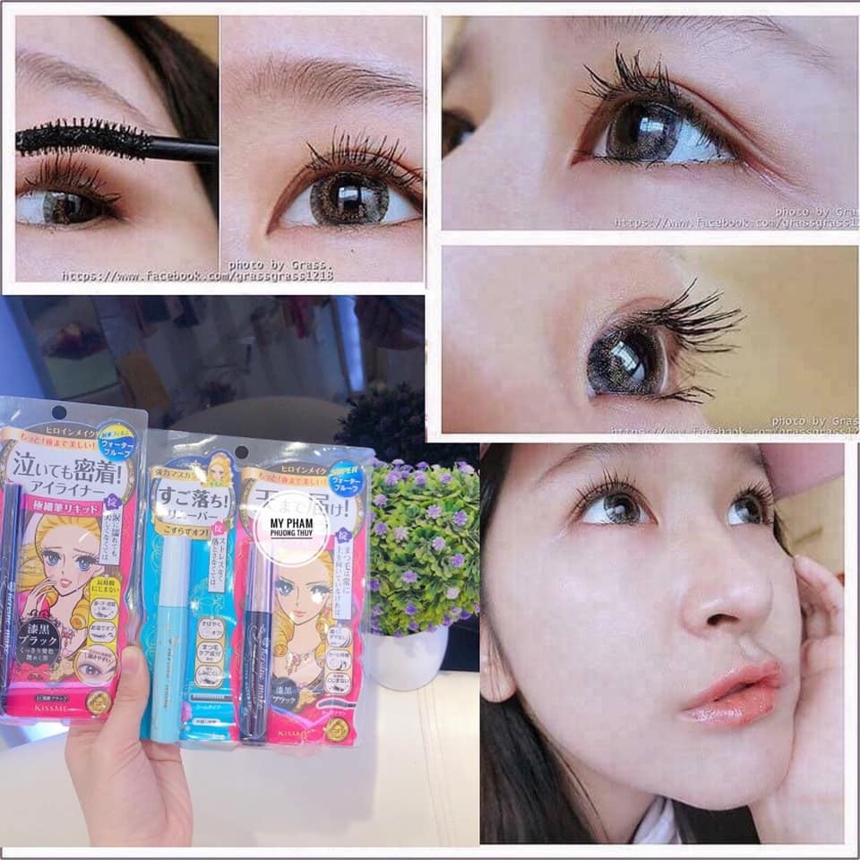 Set Mascara + Tẩy Trang + Kẻ Mắt Kiss Me Heroine Nhật Mẫu Mới 2022