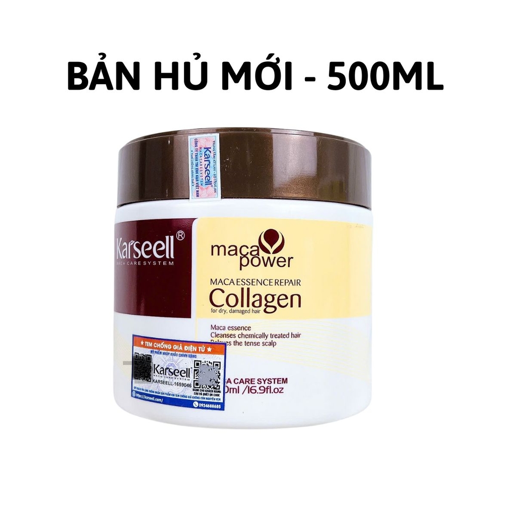 Kem Ủ Tóc Karseell Phục Hồi Tóc Hư Tổn Siêu Mềm Mượt Collagen 500ml