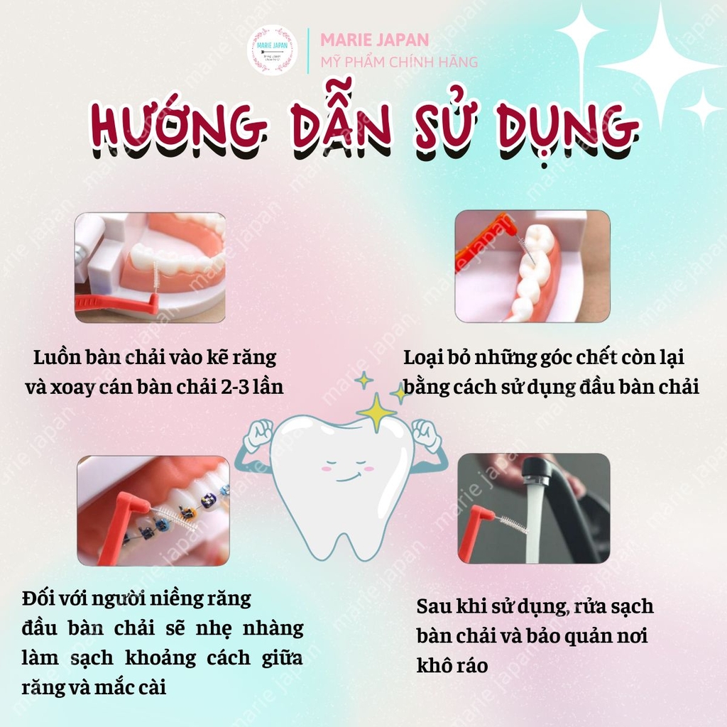 Bàn Chải Kẽ Răng Okamura Asahi Dạng L Dành Cho Người Niềng Răng Nhật Bản - Túi 6 Cái