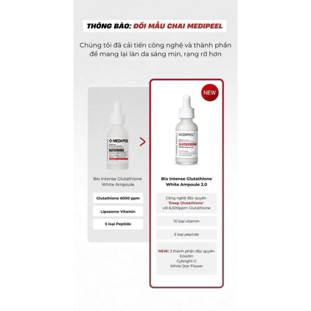 Serum Medi Peel Glutathione 6000 Dưỡng Trắng Cấp Ẩm White Ampoule Mẫu Mới Hàn Quốc 30ml