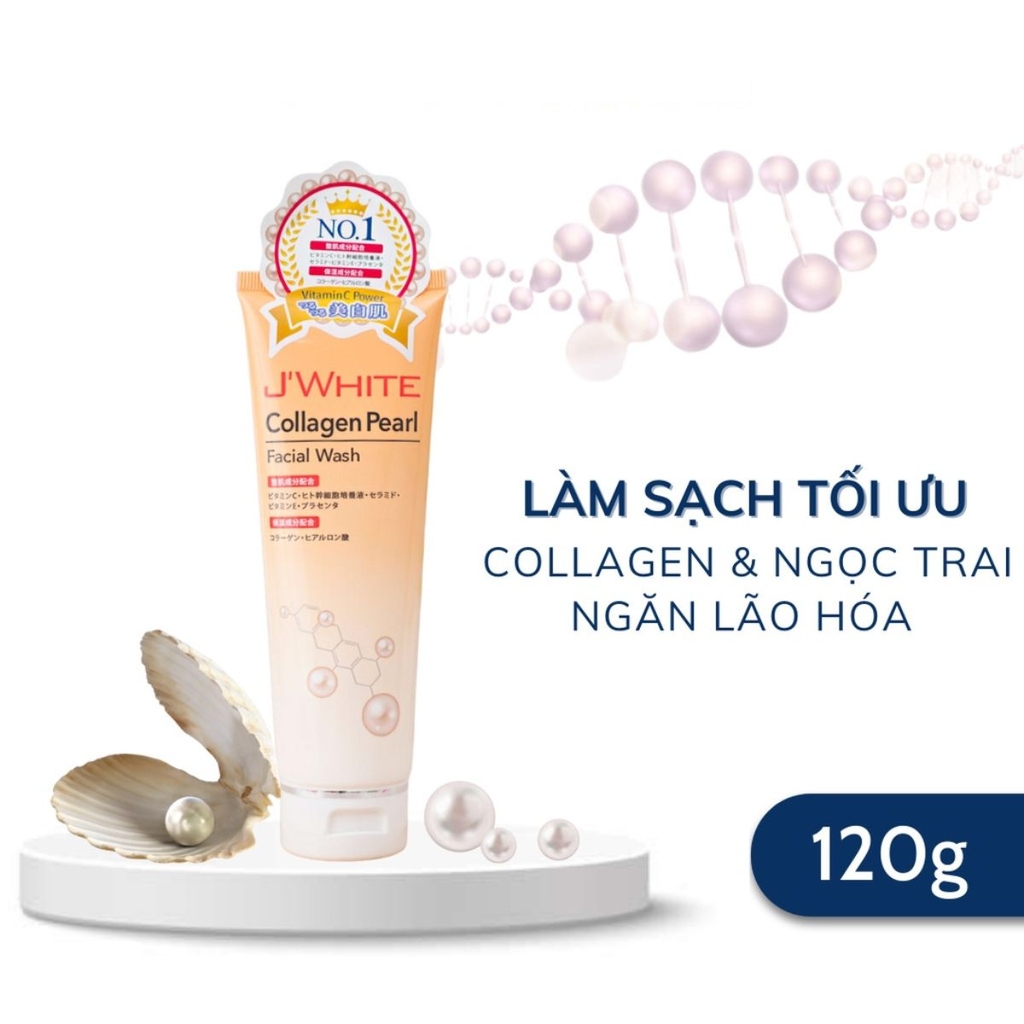 Sữa Rửa Mặt Jwhite Trẻ Hóa Da Tinh Chất Collagen Pearl - 120g