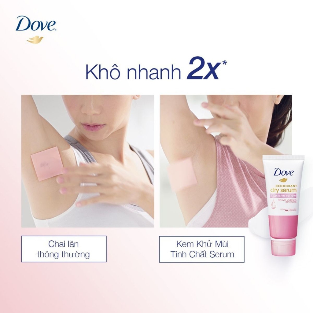 Kem Khử Mùi Dove Tinh Chất Serum Dưỡng Sáng Mờ Thâm Nách Deodorant Dry Serum 40ml
