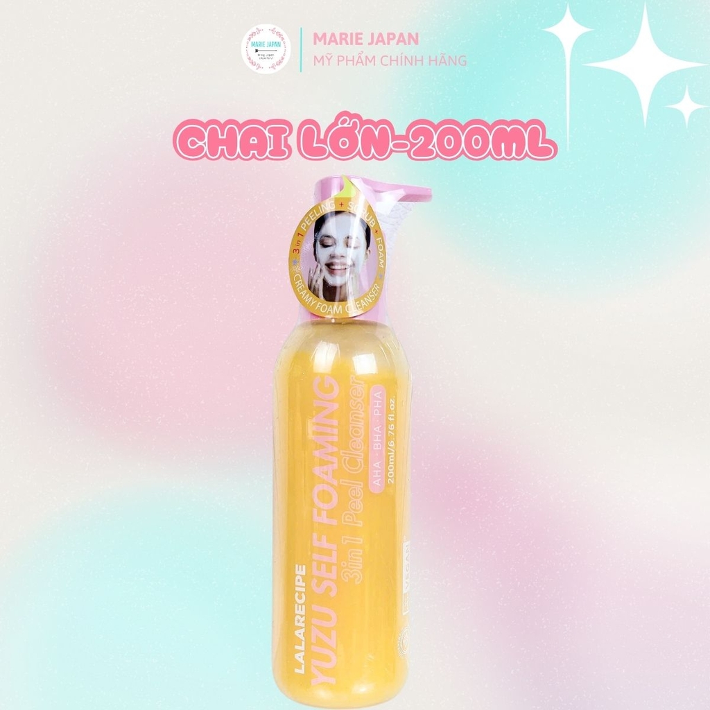 Sữa Rửa Mặt Sủi Bọt Lalarecipe Yuzu Sạch Sâu Dưỡng Ẩm Sáng Da Self Foaming 3in1 Peel Hàn Quốc Tuýp 100ml