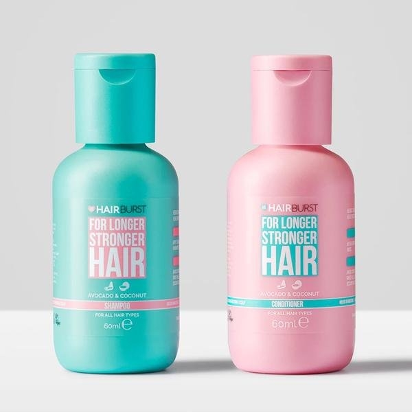 Set Gội Xả HairBurst For Longer  Stronger Hair Travel Size 60ml/chai (Tặng túi Pouch hãng)