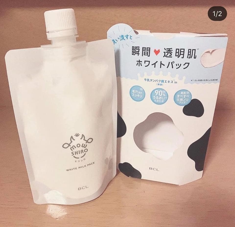 Mặt Nạ Mow Shiro Dưỡng Trắng Da Chiết Xuất Sữa Bò BCL White Milk Pack - Túi 150g