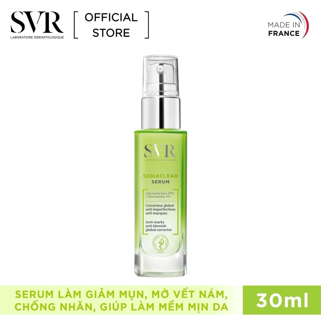 Serum SVR Sebiaclear 14% GLUCONOLACTONE + 4% NIACINAMIDE Chai 30ml