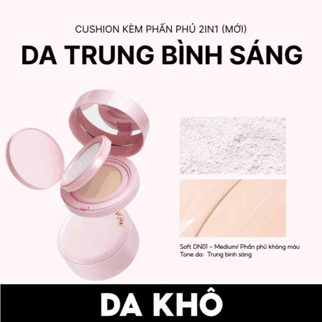 [MUA 1 TẶNG 1] Cushion + Phấn Phủ 2in1 Menow Mịn Lì Che Phủ Rouge Light Makeup Cushion Powder Cream TẶNG BẢNG PHẤN 4 Ô
