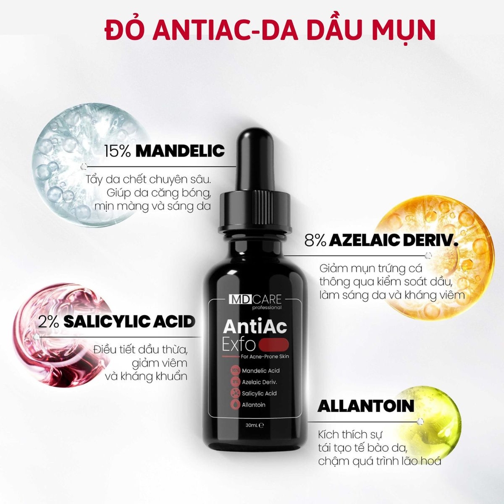 Tẩy Tế Bào Chết MD Care Exfo Mandelic 10% Sạch Sâu Cấp Ẩm Sáng Da Mờ Thâm 10ml