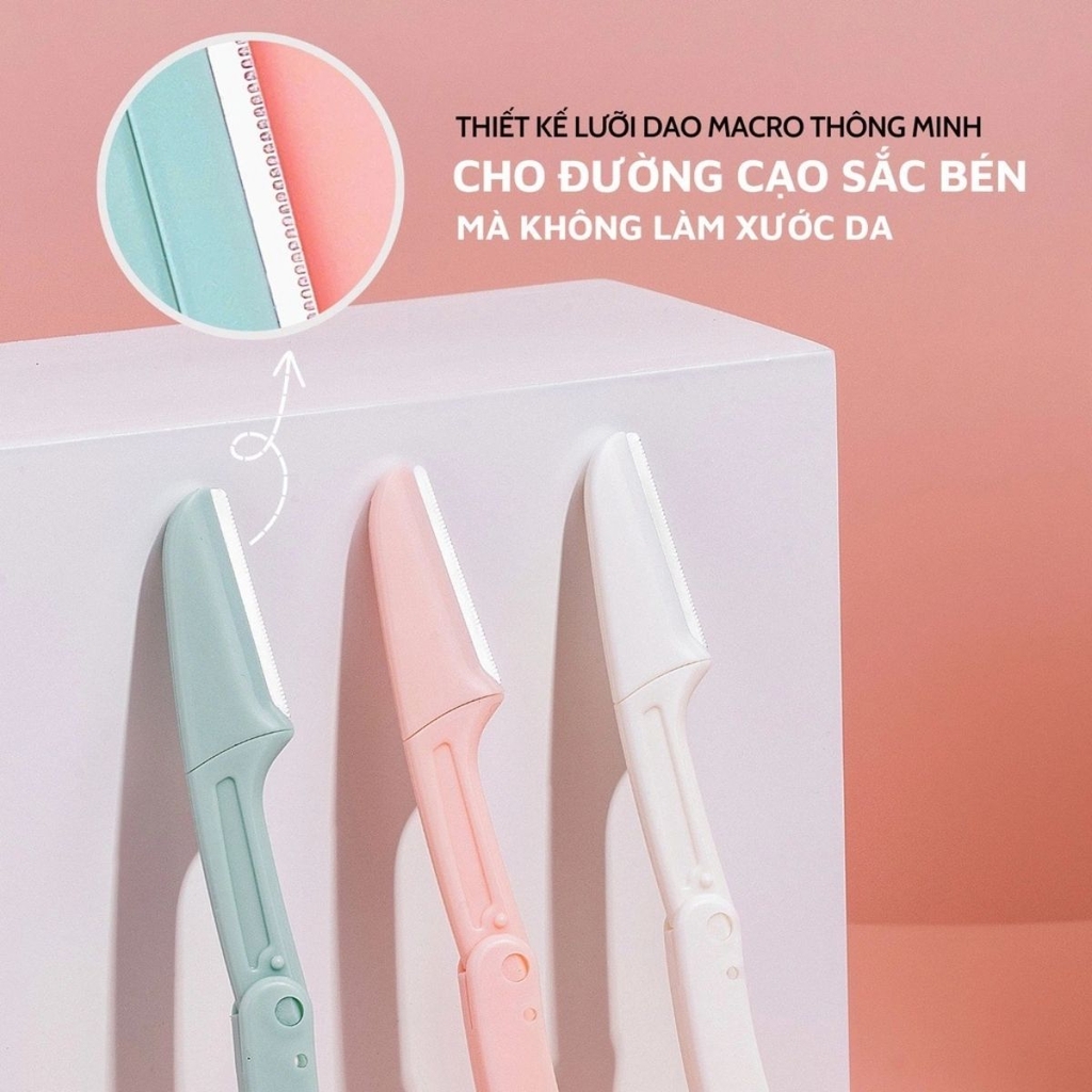 Set 3 Dao Cạo Chân Mày Gập Gọn Folding Eyebrow Knife An Toàn Tiện Lợi Dễ Dàng Sử Dụng