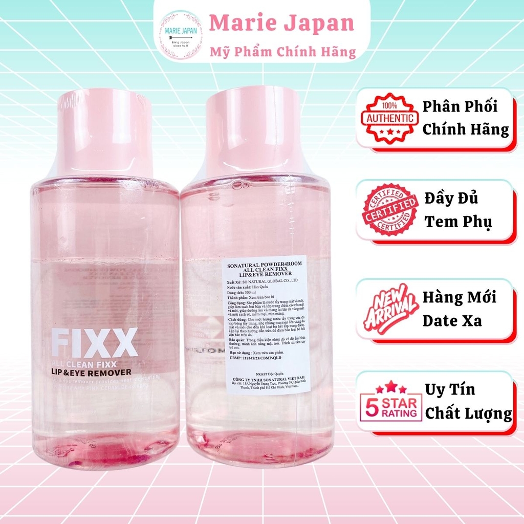 Tẩy Trang Mắt Môi So Natural Fixx Sạch Sâu Dịu Nhẹ An Toàn Cho Da Hàn Quốc Chai 300ml - TẶNG KÈM KEM TRẮNG NÁCH OFMEIGHT