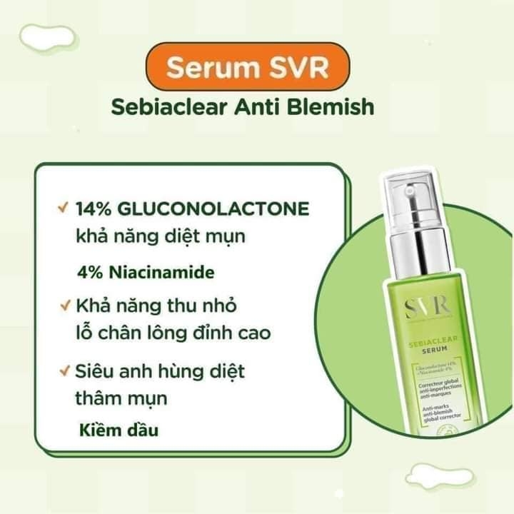 Serum SVR Sebiaclear 14% GLUCONOLACTONE + 4% NIACINAMIDE Chai 30ml