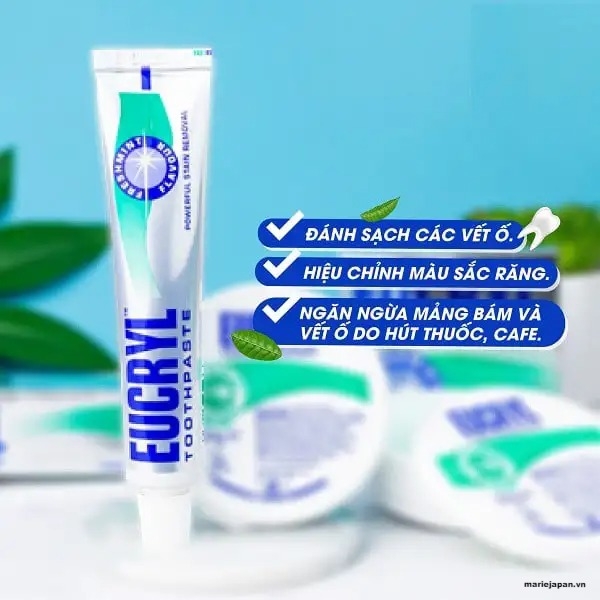 Kem Đánh Răng Eucryl Trắng Răng An Toàn Freshmint Toothpaste 62g