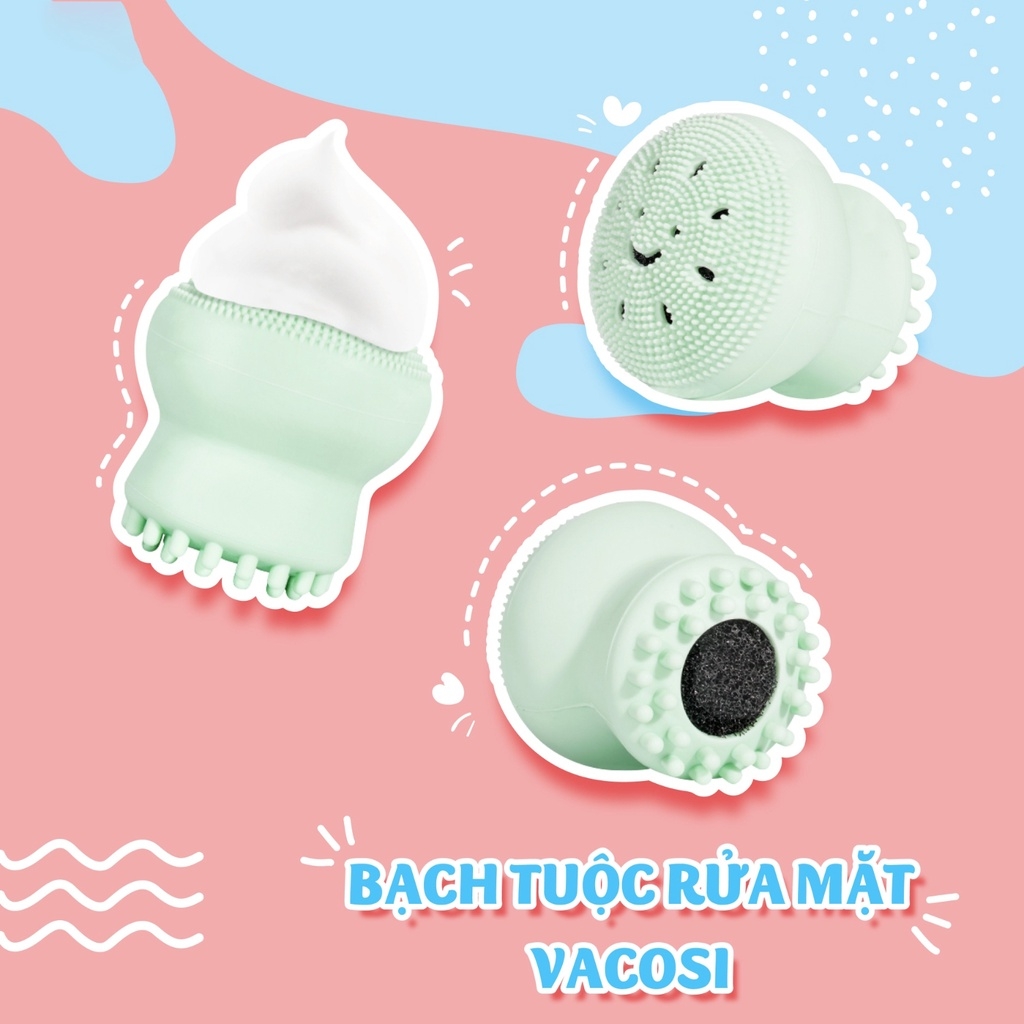 Mút Rửa Mặt Bạch Tuộc Vacosi Silicone Mềm Mại Tạo Bọt Dễ Dàng Giúp Da Sạch Sâu Hàn Quốc - GIAO MÀU NGẪU NHIÊN