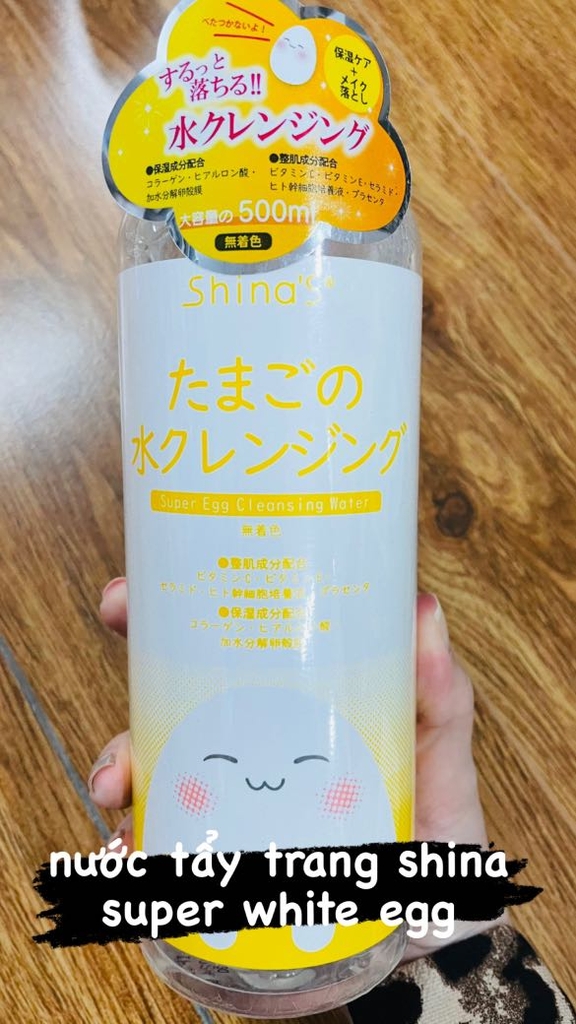 Nước Tẩy Trang Shinas Super White Egg Cleansing Water Chai 500ml