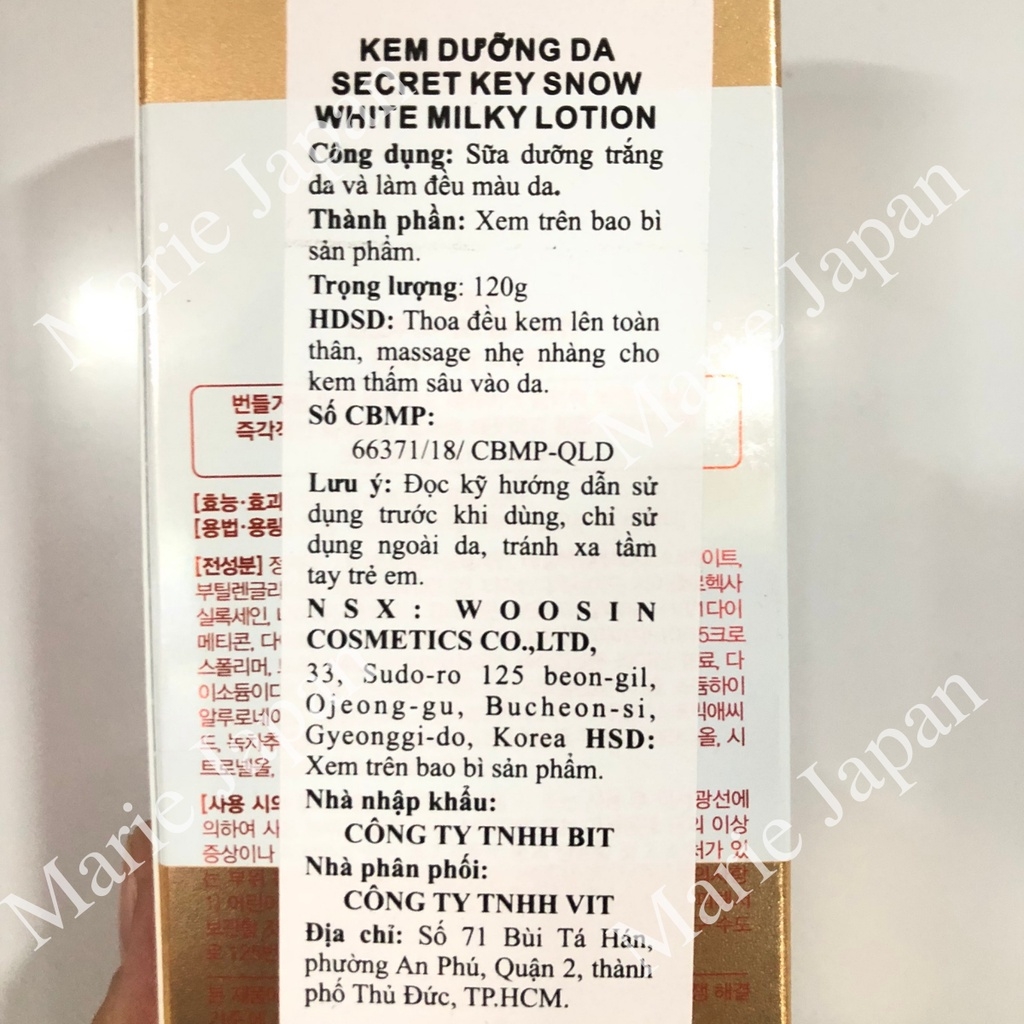 Dưỡng Thể Secret Key Snow White Milky Lotion Tuýp 120g