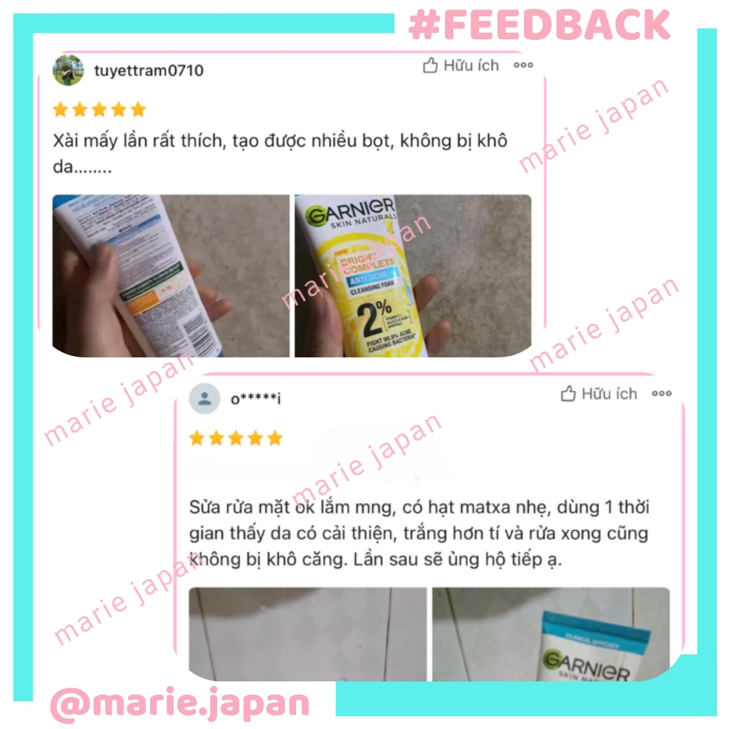 Sữa Rửa Mặt Garnier 3in1 Giảm Mụn Dưỡng Sáng Da Bright Complete Anti-Acne MẪU MỚI Pháp 100ml