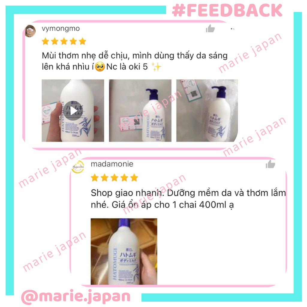 Dưỡng Thể Hatomugi The Body Milk Ban Đêm - XANH ĐẬM TRUYỀN THỐNG Chai 400ml