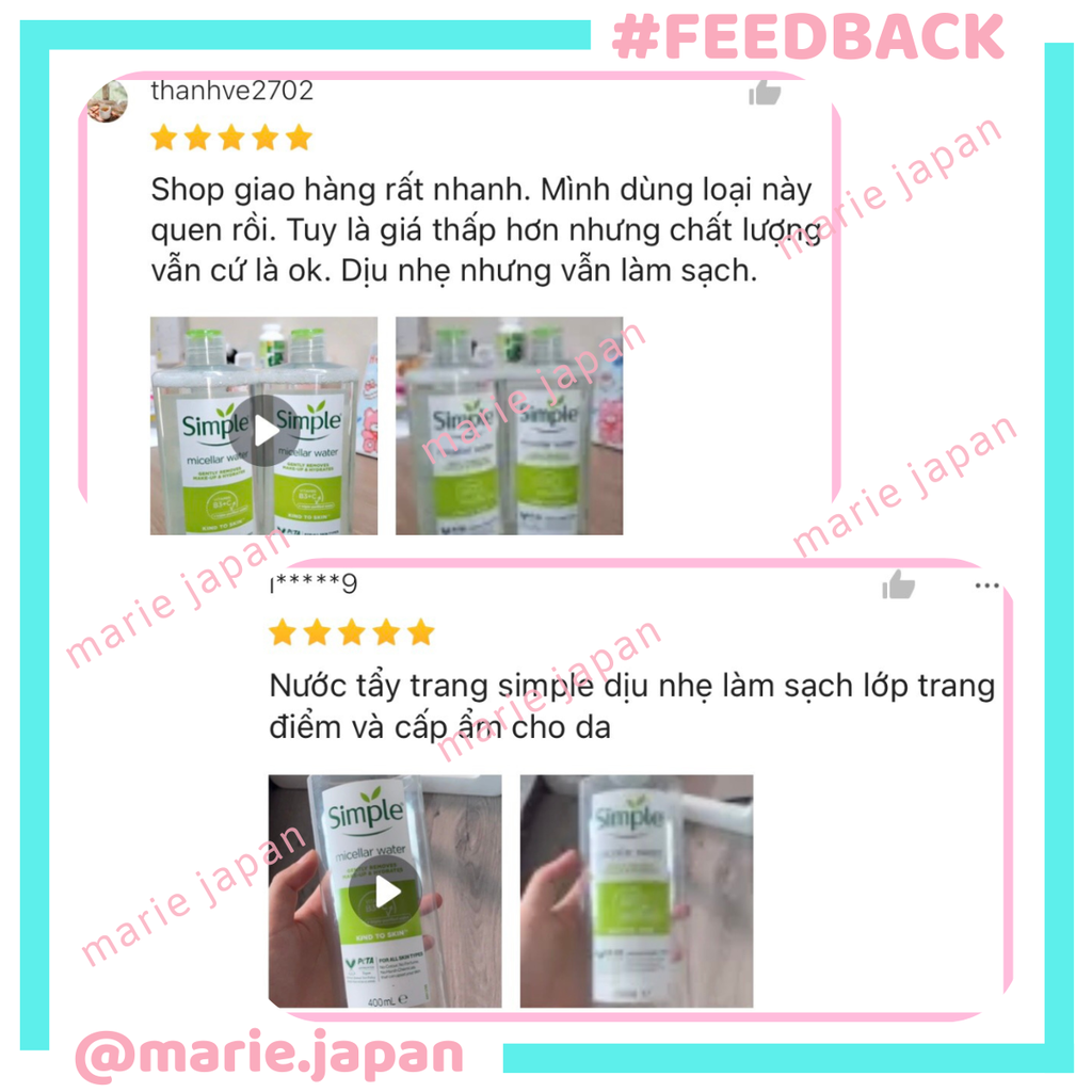 Nước Tẩy Trang Simple Micellar Cleansing Water Chai 200ml
