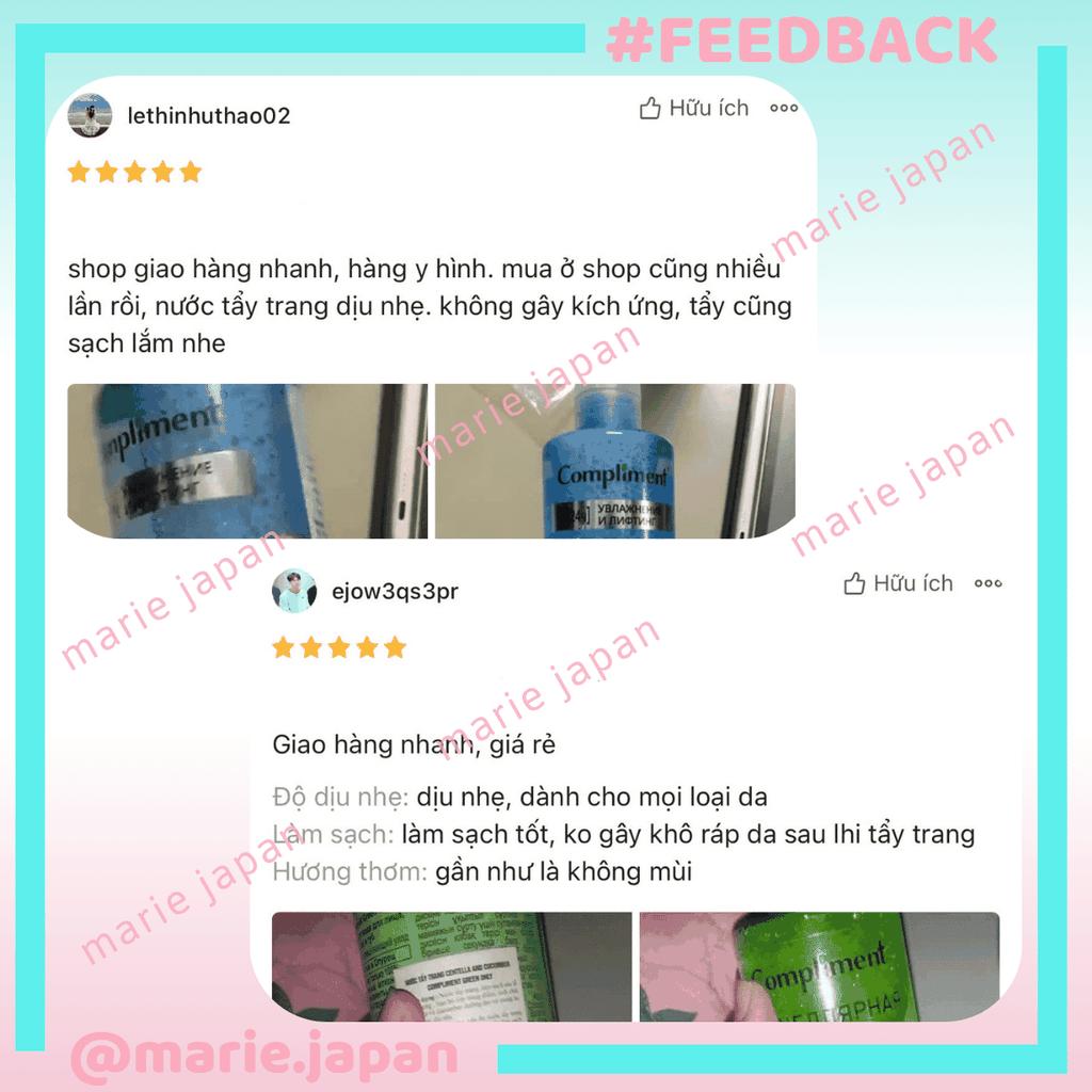 Nước Tẩy Trang Compliment Làm Sạch Sâu Dành Cho Mọi Loại Da Micellar Water Chai 400ml
