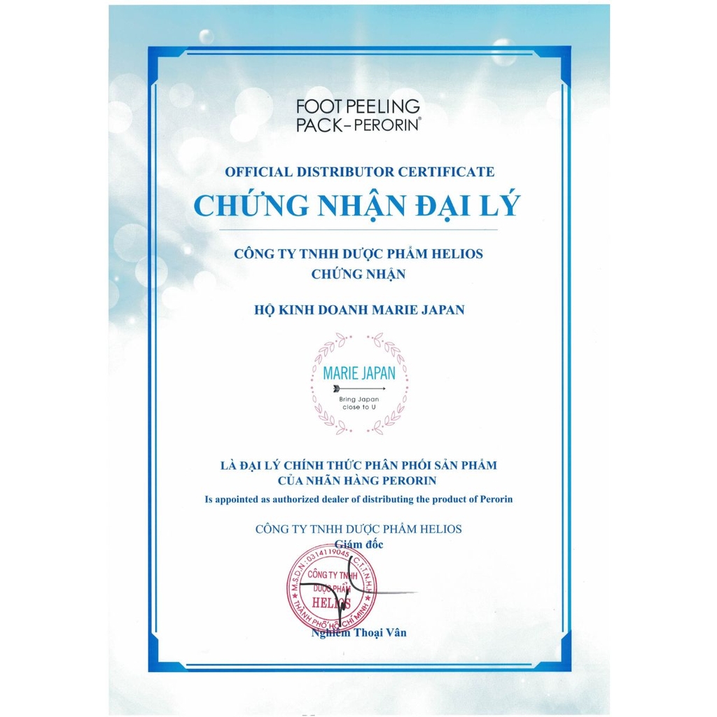 Túi Ủ Chân Perorin Foot Peeling Pack Mềm Da Chân Giảm Nứt Gót Loại Bỏ Tế Bào Chết Hộp 2 Túi