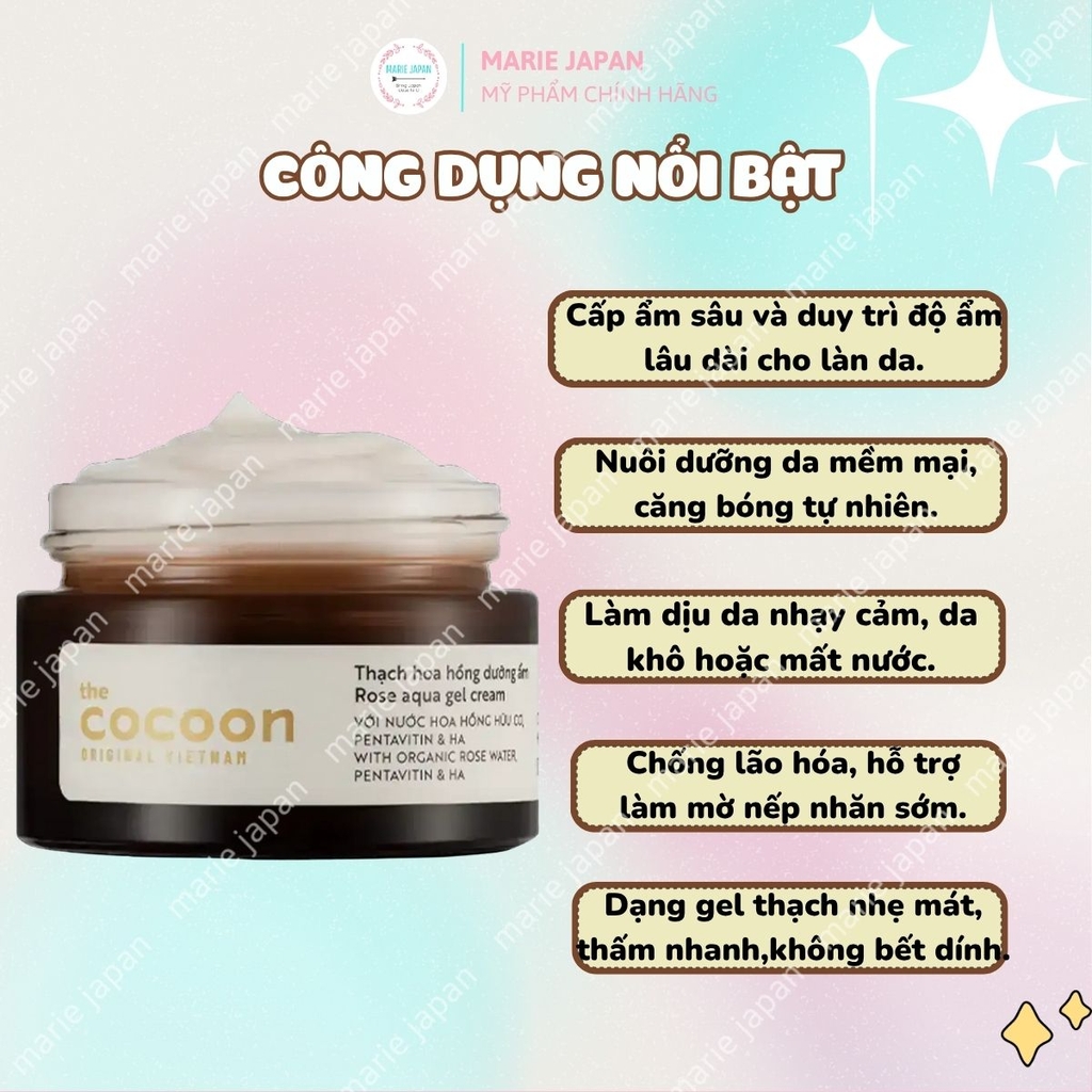 Thạch Hoa Hồng Dưỡng Ẩm Cocoon Cấp Ẩm Sâu Dịu Da Chống Lão Hóa
