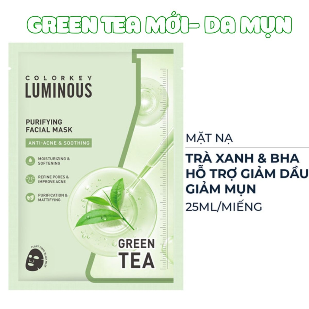Mặt Nạ Colorkey Luminous Facial Mask Cấp Ẩm Sáng Da Giảm Mụn Miếng Lẻ 25ml