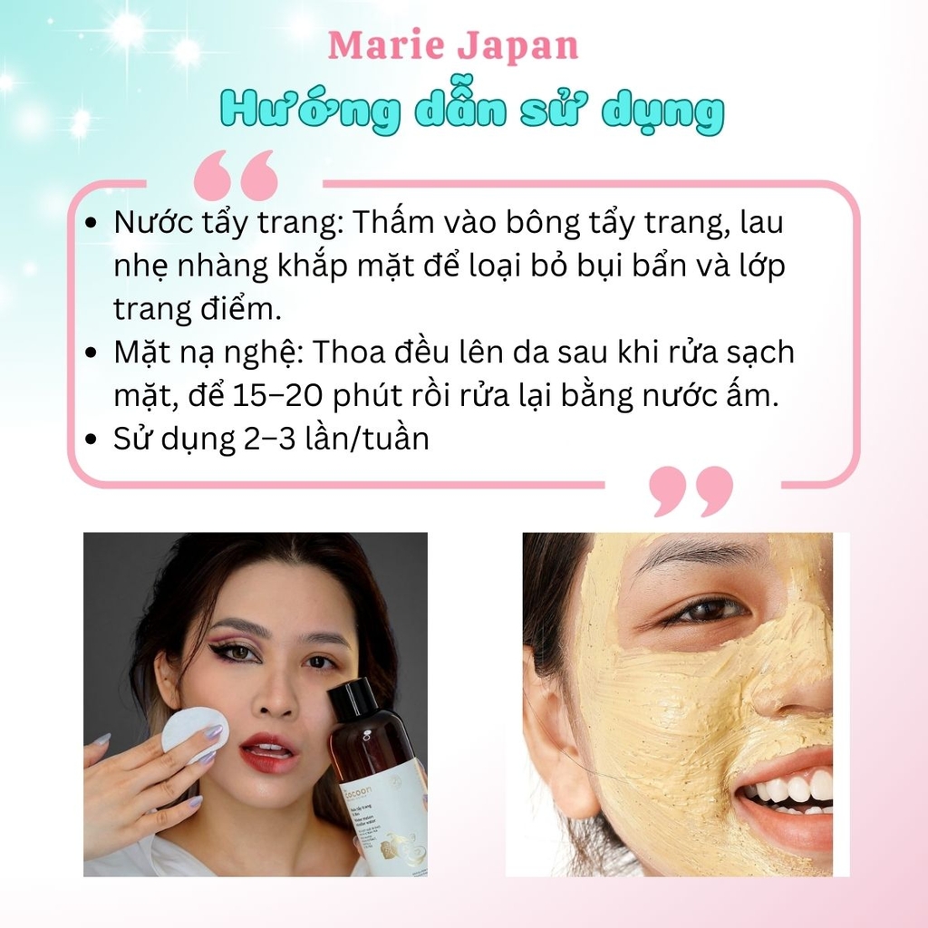 Combo Cocoon 2 Món 1 Mặt Nạ Nghệ Hưng Yên 30ml + 1 Nước Tẩy Trang Bí Đao 140ml
