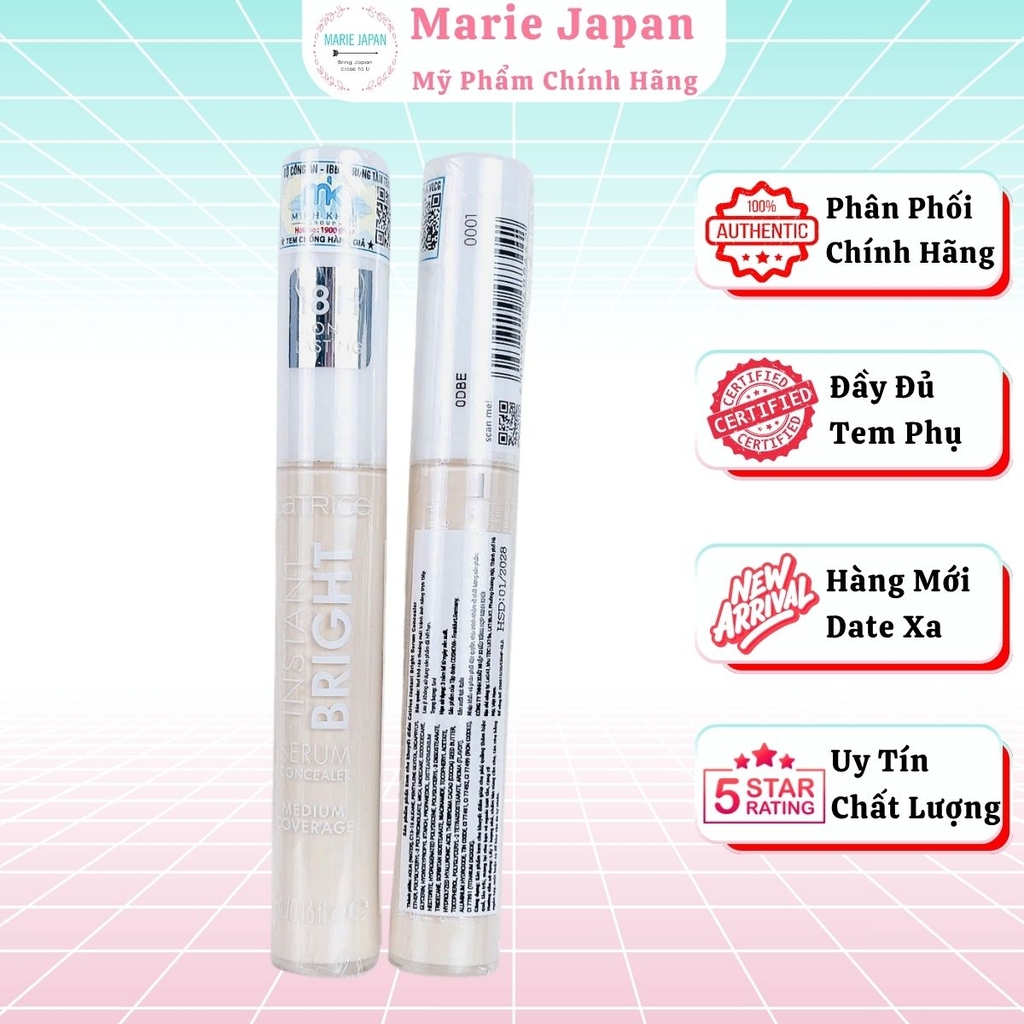 Che Khuyết Điểm Catrice Mỏng Nhẹ Bền Màu Tự Nhiên Instant Bright  Serum Concealer 5ml