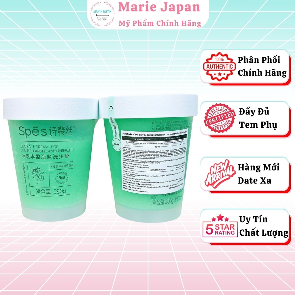 Dầu Gội Tẩy Tế Bào Chết Da Đầu Spes Sạch Gàu Bã Nhờn Dưỡng Ẩm Kiềm Dầu Sea Salt Cream Hũ 280g
