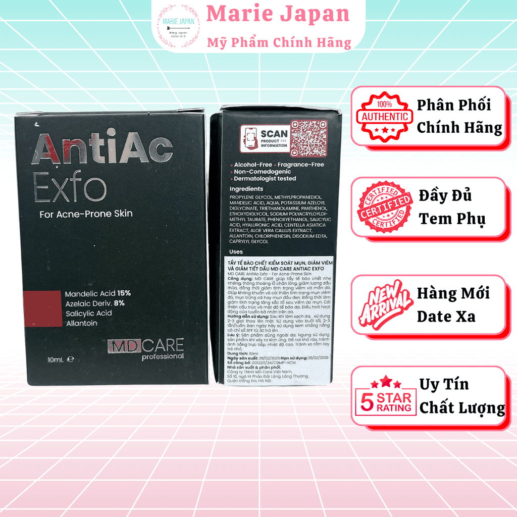 Tẩy Tế Bào Chết MD Care Exfo Mandelic 10%  Sạch Sâu Cấp Ẩm Sáng Da Mờ Thâm 30ML